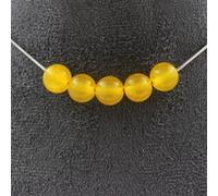 Collier 5 perles Agate jaune 8 mm chaîne inox - A Bijoux Jaune G