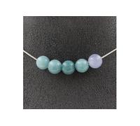 Collier 5 perles Aigue-marine 8 mm chaîne inox - A Bijoux
