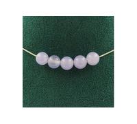 Collier 5 perles de calcédoine lavande 8 mm en acier inoxydable