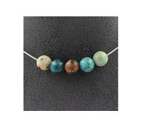 Collier 5 perles de chrysocolle de Namibie qualité 7A 8 mm chaîne en acier inoxydable
