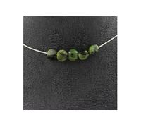 Collier 5 perles Jade Nephrite de Xiuyan Chine chaîne inox - A Bijoux Multicolore G
