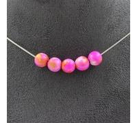 Collier 5 perles Jaspe rose jaune 8 mm chaîne inox - A Bijoux Jaune G