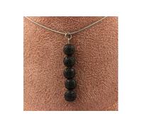 Collier 5 perles de lave 8 mm en acier inoxydable