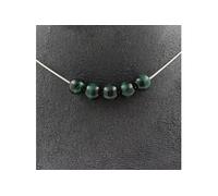 Collier avec 5 perles en malachite du Congo, qualité 7A, chaîne en acier inoxydable de 8 mm