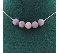 Collier 5 perles Mica violet mat 8 mm chaîne inox - A Bijoux Violet G