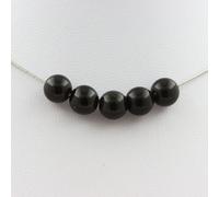 Collier 5 perles Obsidienne noire 8 mm en acier inoxydable