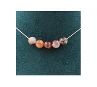 Collier 5 perles Quartz hématoïde de Madagascar 8 mm chaîne inox - A Bijoux Multicolore G