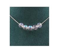 Collier avec 5 perles en quartz-titane 8 mm en acier inoxydable