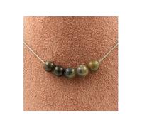 Collier 5 perles Saphir de Mogok, Birmanie, qualité 2A 8 mm chaîne inox - A Bijoux