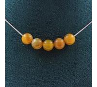 Collier 5 perles Sardonyx jaune 8 mm chaîne inox - A Bijoux Jaune G