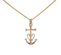 Collier 50cm - croix de camargue - plaqué or véritable - ensemble pendentif et chaine avec boite - ancre des saintes Marie