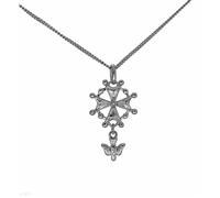 collier 50cm - croix huguenote - en argent 925 massif rhodié- ensemble pendentif protestante et chaine avec coffret pour homme