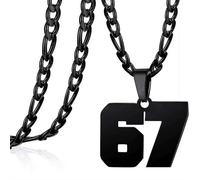 Collier 67, colliers à chaîne à six chiffres en acier inoxydable, cadeau amusant pour homme et femme, taille unique, Métal, Métal.