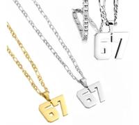 Collier 67, colliers de chaîne à six sept chiffres, collier avec pendentif en forme de chiffre en acier inoxydable, collier Père Noël dit six sept colliers, drôle 6 7 meme, 67 cadeau de Noël pour