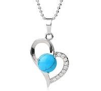 Collier 7 Chakras, Colliers En Cristal Charmant Collier En Cristal Naturel Simple Rond Bleu Turquoise Pendentif Collier En Forme De Coeur Avec Perceuse Collier Chakra Avec Chaîne De Perles Pour Dam