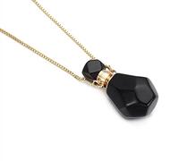 Collier 7 Chakras, Creative Chakra Collier Simple Pierre Naturelle Collier Noir Onyx Pendentif Collier Ceinture Ancre Chaîne En Or Bouteille De Parfum Pour Dames Hommes Adolescentes Filles Cadeaux