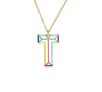 Collier à 26 pendentifs en forme de cœur avec inscription en anglais en résine acrylique rayée pouvant contenir des photos, Acrylique, Pas de gemme