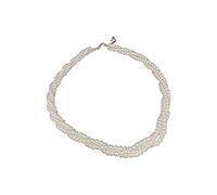 Collier à 3 rangs de perles d'eau douce blanches de culture pour femme - Pour un anniversaire de mariage - Collier avec chaîne, Perles, Pas de gemme