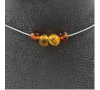 Collier - A Bijoux - Ambre véritable - 4 perles - Acier inoxydable - Longueur 45 cm