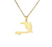 Collier À Breloques avec Drapeau De La Carte D'Haïti - Pendentif Tendance, Chaîne De Pull, Bijoux, Accessoires Patriotiques, Ras du Cou, Cadeaux d'anniversaire pour Femmes, H