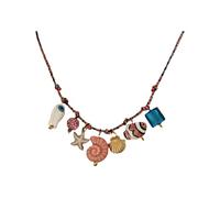 Collier à breloques côtières pour femmes, cordon tressé, chaîne de cou marine, vacances à la plage, temps chaud, tenue quotidienne, collier côtier, bijoux sur le thème de la plage, accessoire de tenue