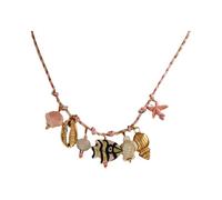 Collier à breloques côtières pour femmes, cordon tressé, chaîne de cou marine, vacances à la plage, temps chaud, tenue quotidienne, collier côtier, bijoux sur le thème de la plage, accessoire de tenue