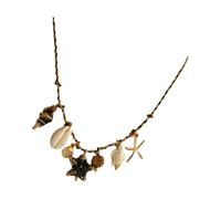 Collier à breloques en céramique pour femme - Cordon tressé sur le thème côtier - Bijoux pour évasion de plage - Tenue quotidienne pour voyage, station balnéaire - Bijoux sur le thème de la plage