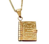 Collier à breloques en forme de livre - Pendentif ouvert vintage | Bijoux souvenirs littéraires, pendentif créatif en couches accessoire design attrayant, collection de souvenirs littéraires