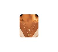 Collier à breloques en forme d'étoile de mer pour femme, plaqué or, en forme de tortue superposée, bijoux réglables en acier inoxydable pour l'été, la plage, les vacances, 16-18IN, Acier inoxydable