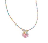 Collier à breloques en perles avec perles multicolores, 50 cm, pendentif central, bijoux pour un usage quotidien, fête de vacances, collier de perles pastel, chaîne de clavicule colorée, bijoux à