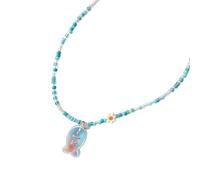 Collier à breloques en perles avec perles multicolores, 50 cm, pendentif central, bijoux pour un usage quotidien, fête de vacances, collier de perles pastel, chaîne de clavicule colorée, bijoux à