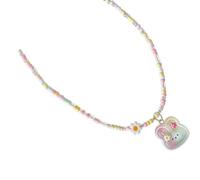 Collier à breloques en perles avec perles multicolores, 50 cm, pendentif central, bijoux pour un usage quotidien, fête de vacances, collier de perles pastel, chaîne de clavicule colorée, bijoux à