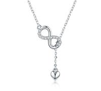 Collier à breloques éternelles en argent sterling - collier à pendentif minimaliste en argent sterling 925 pour femme, chaîne réglable