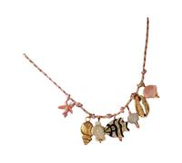Collier à breloques marines pour, cordon tressé, chaîne de cou côtière pour escapade à la plage, robe quotidienne, station de vacances, collier côtier, bijoux sur le thème de la plage, de charme