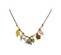 Collier à breloques marines pour, cordon tressé, chaîne de cou côtière pour escapade à la plage, robe quotidienne, station de vacances, collier côtier, bijoux sur le thème de la plage, de charme