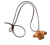 Collier à breloques multi-usages avec couronne bagel et bretzel souriant - Accessoire de mode
