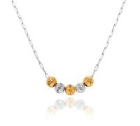 Collier à breloques personnalisé The Balance avec perles gravées personnalisées - Chaîne à maillons - Cadeau délicat pour maman, elle - Bijoux pour Noël, Link Chain, Argent sterling, Pas de gemme