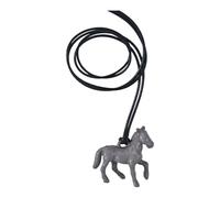 Collier à breloques symboliques en forme de cheval pour réussir - Robuste et facile à utiliser - En acrylique et cordon en cuir réglable - Chaîne de pull élégante et symbolique sur un collier en corde