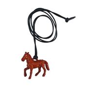 Collier à breloques symboliques en forme de cheval pour réussir - Robuste et facile à utiliser - En acrylique et cordon en cuir réglable - Chaîne de pull élégante et symbolique sur un collier en corde