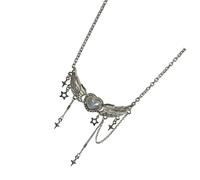 Collier à breloques tendance en forme d ' aile d ' ange et de cœur à quatre branches, accessoire de chaîne de cou réglable pour filles et femmes, pendentif à porter pour, aile d ' ange en forme de de