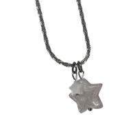 Collier à breloques translucide avec détails d ' étoiles superposées, bijoux tendance légers, pièce de de clavicule de 17, 7 pouces, breloque transparente, accessoire de clavicule, collier tenue