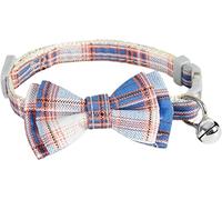 Collier à cravate à carreaux respirant qui ne se décolore pas pour animaux domestiques, collier pour chien à motif à carreaux avec clochette pour festival, solide et durable