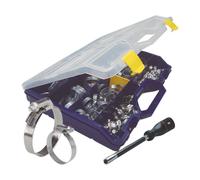 Collier à crémaillère acier zingué 7,5 et 9mm de 8 à 50mm - coffret de 70 pcs avec tournevis SERFLEX - 23730