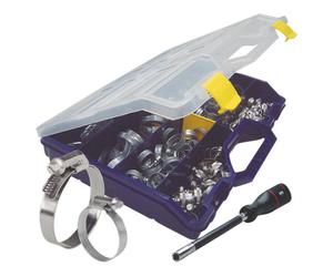 Collier à crémaillère acier zingué 7,5 et 9mm de 8 à 50mm - coffret de 70 pcs avec tournevis SERFLEX - 23730