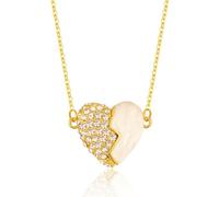 Collier à cœur magnétique en or et diamants, colliers à pendentifs créatifs pour couples, collier magnétique à patchwork d'amour, chaîne de clavicule à la mode (1pcs)