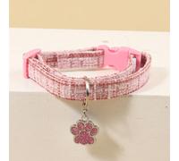 Collier à empreinte de patte pailleté rose, convient aux chats et aux chiens, fournitures pour animaux de compagnie, adapté aux chats et chiens de taille moyenne et petite pour être porté toute l'anné