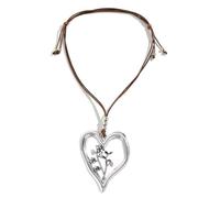 Collier à fleurs d'anniversaire de décembre avec breloque en forme de cœur - Longueur réglable - Accessoire élégant pour femme, February 2, Comme décrit, Comme décrit.