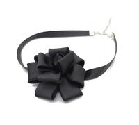 Collier à grande fleur en forme de fleur - Chaîne colorée en forme de rose - Bijoux élégants pour mariage - Bijoux floraux pour femmes, Black, Comme décrit, Comme décrit.