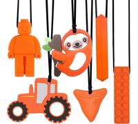 Collier À Macher,6 Pièces Anneau Dentition Bebe,Jouet Dentition Tdah,Autisme Anneaux De Dentition,Silicone Collier À Mâchouiller,Parfait Pour Les Enfants Qui Dentition,Autisme,Tdah (Orange)