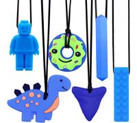Collier À Macher,6 Pièces Anneau Dentition Bebe,Jouet Dentition Tdah,Autisme Anneaux De Dentition,Silicone Collier À Mâchouiller,Parfait Pour Les Enfants Qui Dentition,Autisme,Tdah (Bleu)